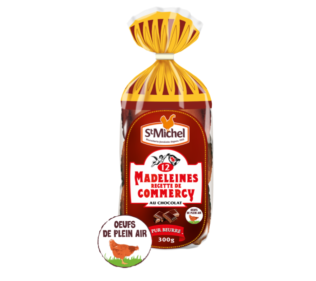 Sachet de 12 madeleines de Commercy au chocolat St Michel - 300g