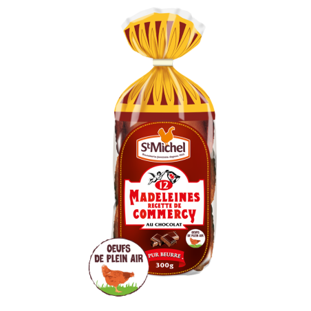 Sachet de 12 madeleines de Commercy au chocolat St Michel - 300g