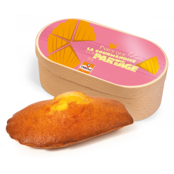 Coffret bois "Gourmandise se partage" Madeleine géante