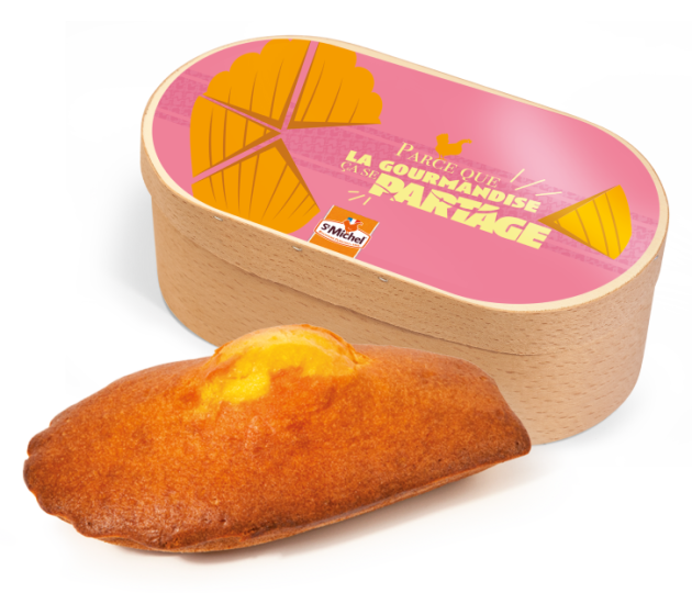 Coffret bois "Gourmandise se partage" Madeleine géante